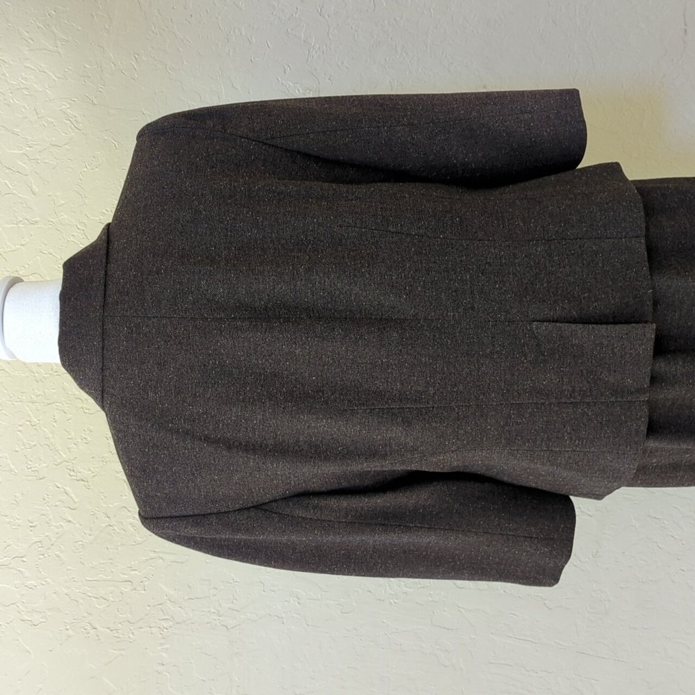 The Limited Brown Puff Sleeve Herringbone Tweed Tailored Suit Jacket Size Large - Picture 5 of 7